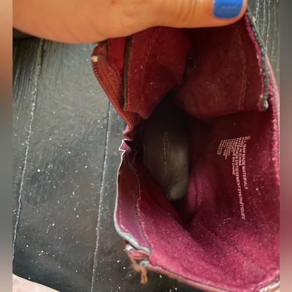 Wine Colored Lace Up Combat Boots - Picture 9 of 9